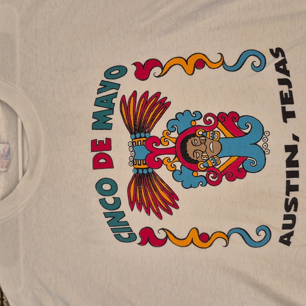 CINCO DE MAYO Austin Texas White Cotton Blend Single Stitch Sz XXL Mens T Shirt